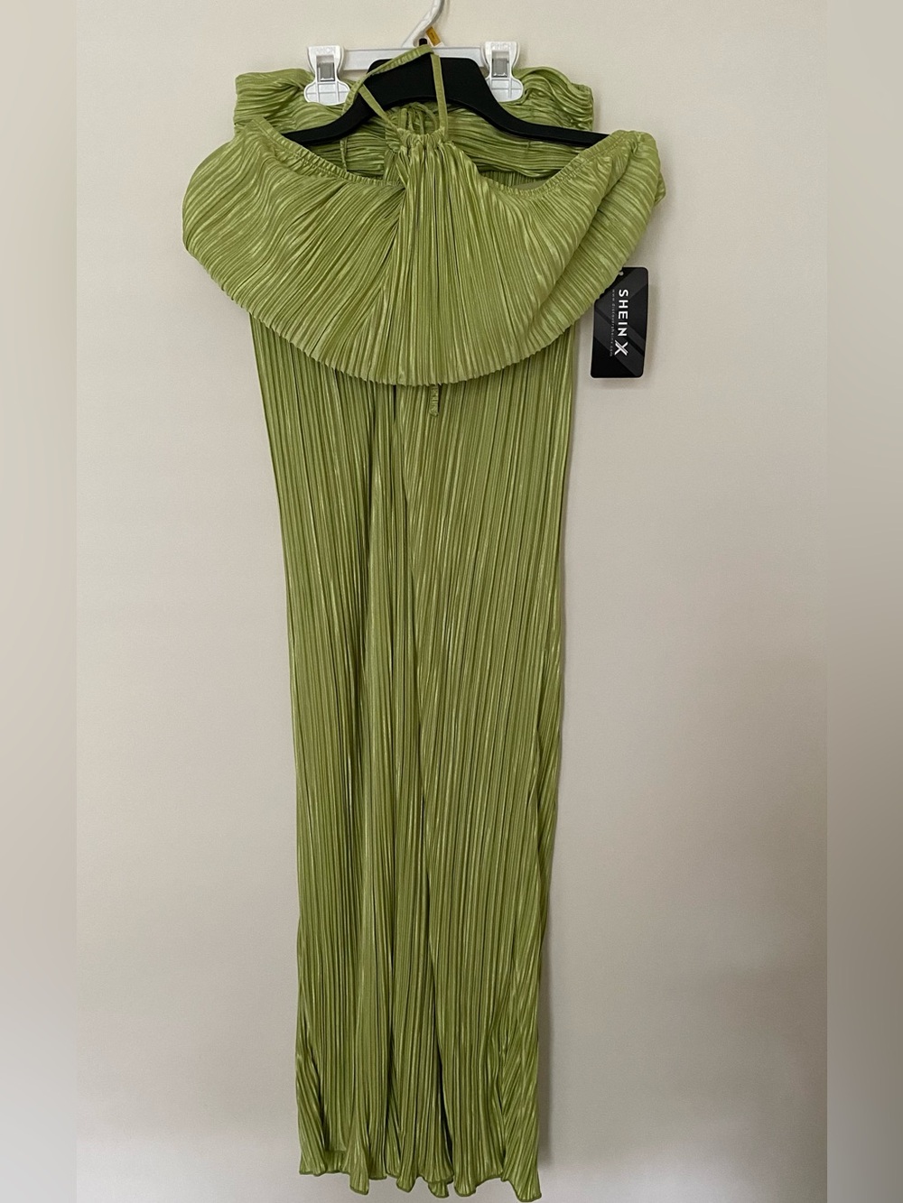 SHEIN Green Pleated Halter crop top Set